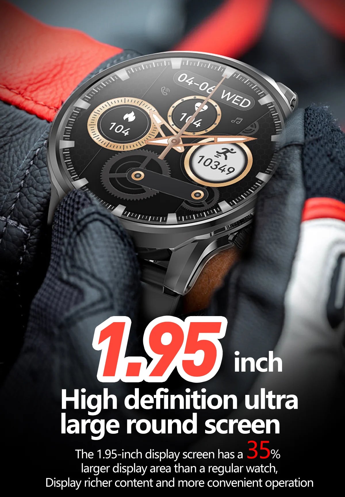 LIGE Smart Watch 1.95 inch Large Screen Bluetooth Calling Health Monitoring 500mAh Large Battery AI Voice Men Smartwatch EX100