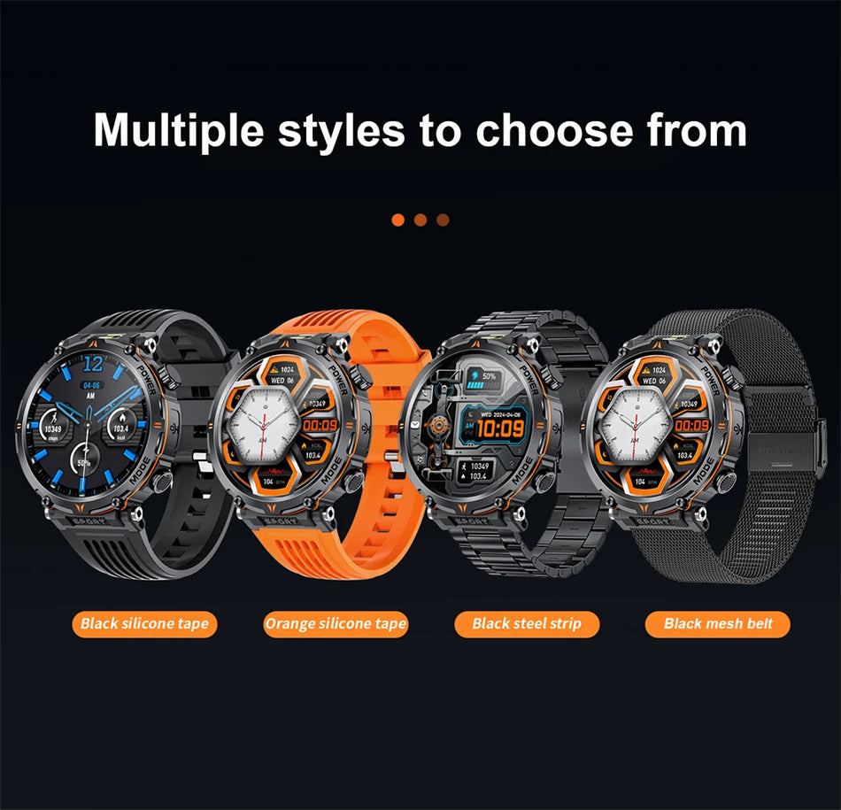 Smart Watch, LIGE New 600mah Battery LED Flashlight Compass Military Sport Watches Bluetooth Call Waterproof