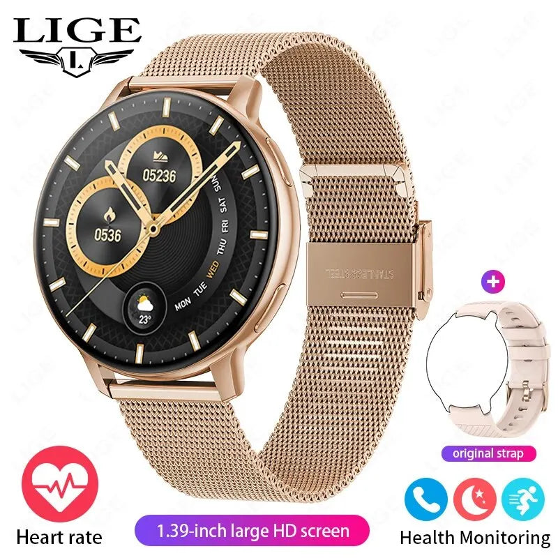 LIGE Smartwatch For Women Bluetooth Call Waterproof Sports Fitness Watches Blood Oxygen Healthy Women Smartwatch Man