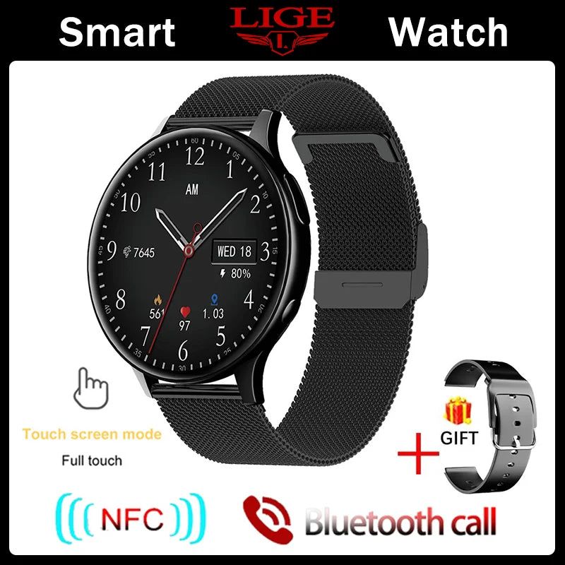 LIGE 2023 NFC Smart Watch Lady Support Recording 1G Local Music Playback Bluetooth Answer Call Watch Women Waterproof Smartwatch