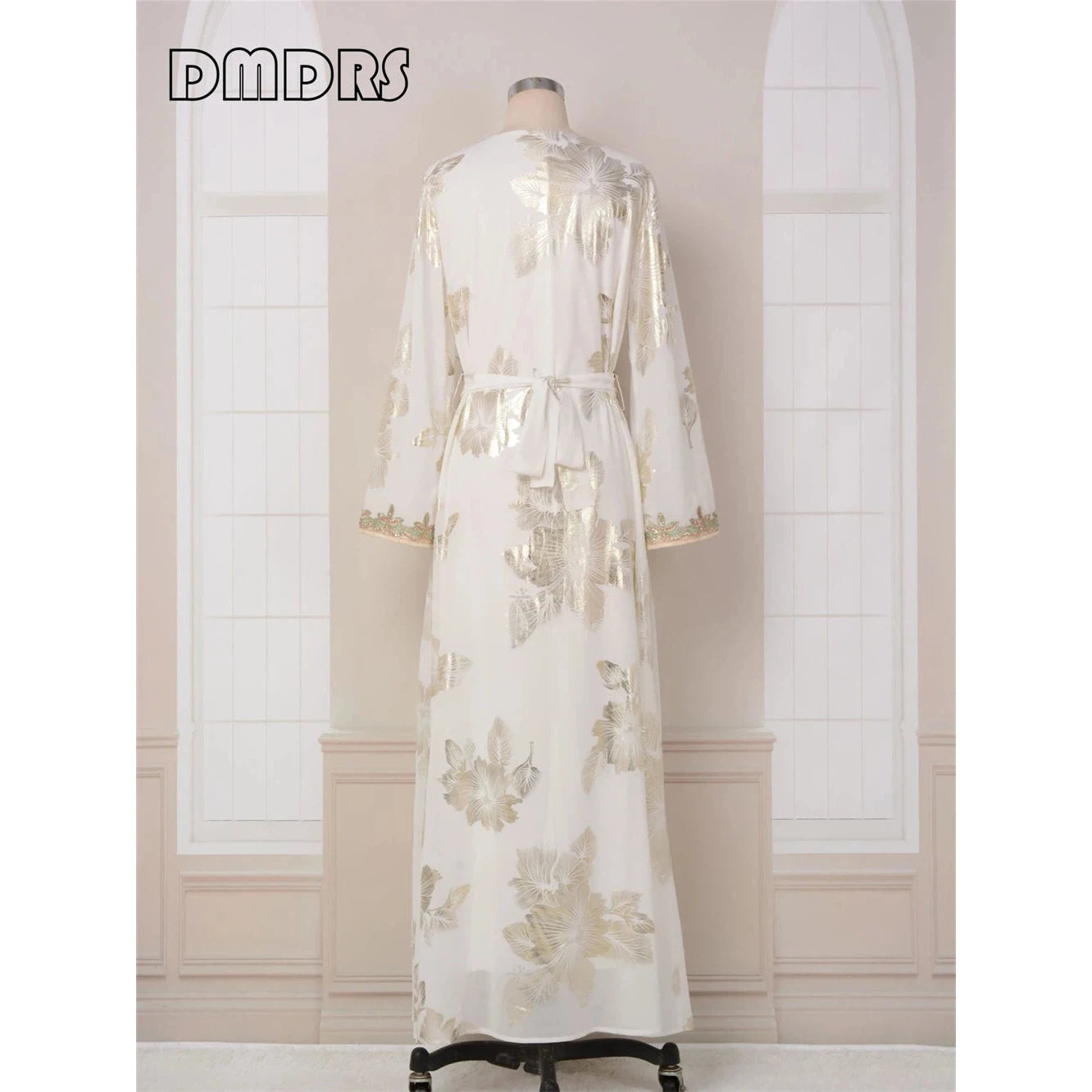 Women's Long Dress Maxi Type Formal Gown with Long Sleeves Floral Stamping Unique Arabic Dresses