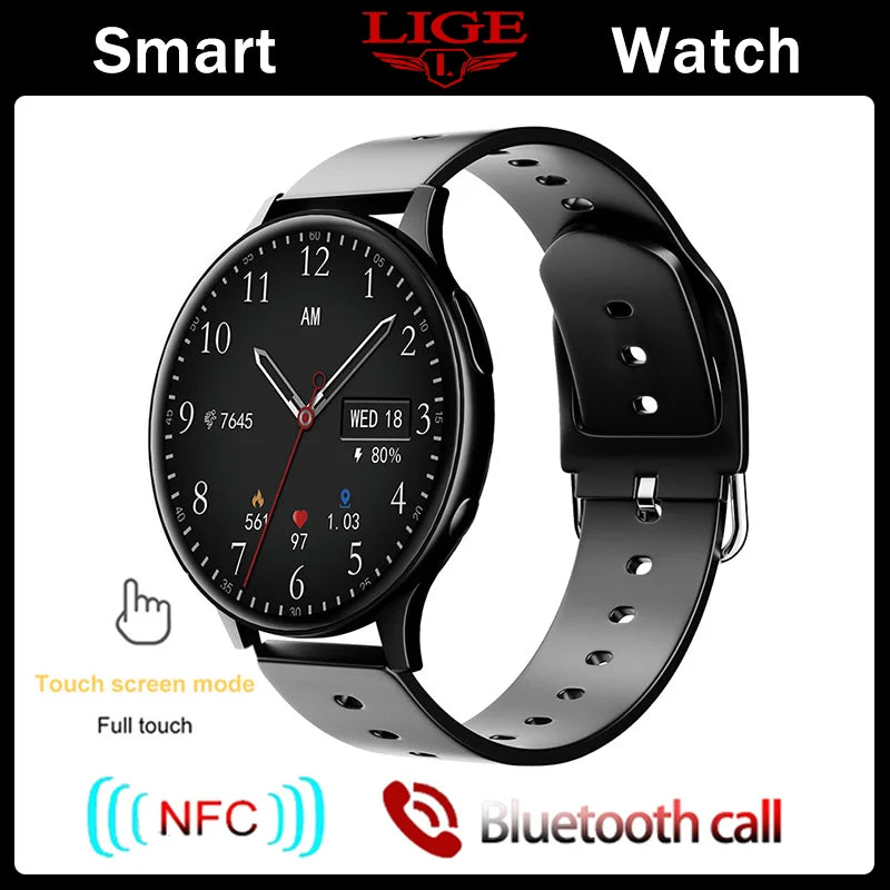 LIGE 2023 NFC Smart Watch Lady Support Recording 1G Local Music Playback Bluetooth Answer Call Watch Women Waterproof Smartwatch