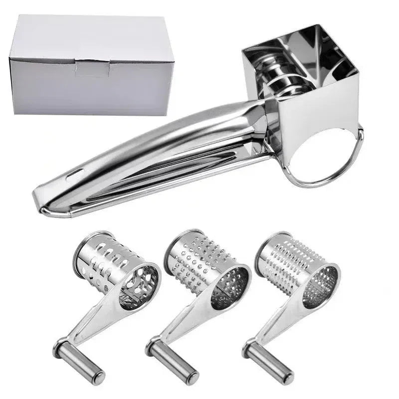 Handheld Grater, Stainless Steel, Rotary Cheese Grater, Hard Cheese or Chocolate Nuts Slicer, Shredder