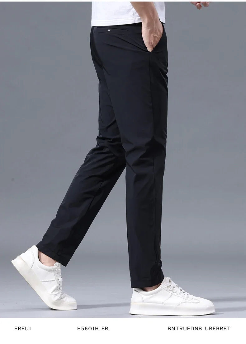 Men Pant Stretch Soft Thin, Elastic Waist Casual & Formal Trousers Wear for Male