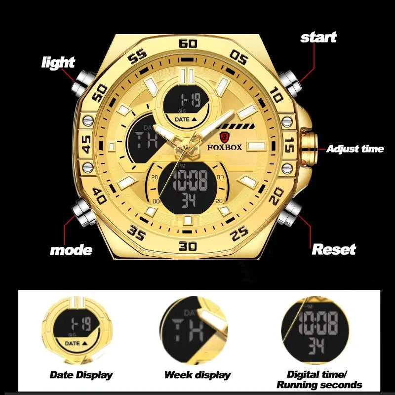 LIGE New Fashion Dual Display Watch For Men Casual Sports Military Chronograph Wristwatch Top Brand Luxury Waterproof Watches