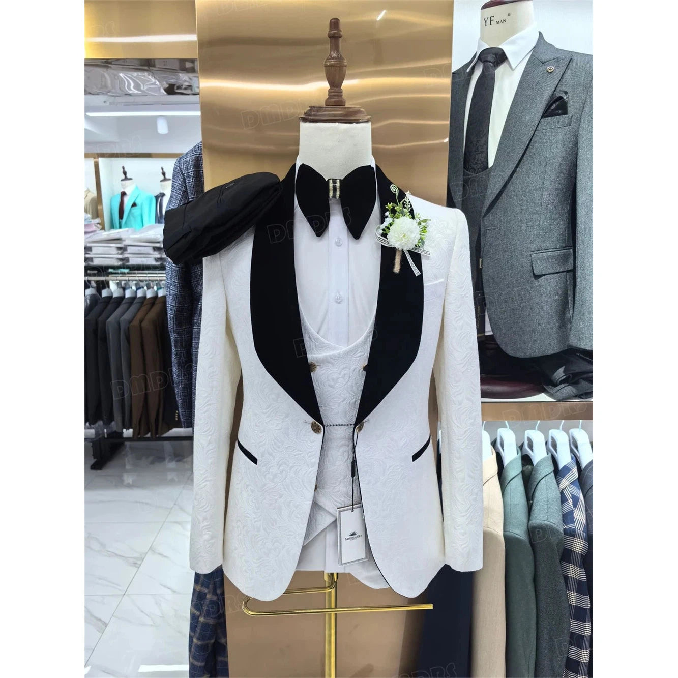 Men's 3 Pieces Suit Set Blazer Vest Pants Fashion Wedding Groom Suits Best Man Dinner Tuxedo For Men