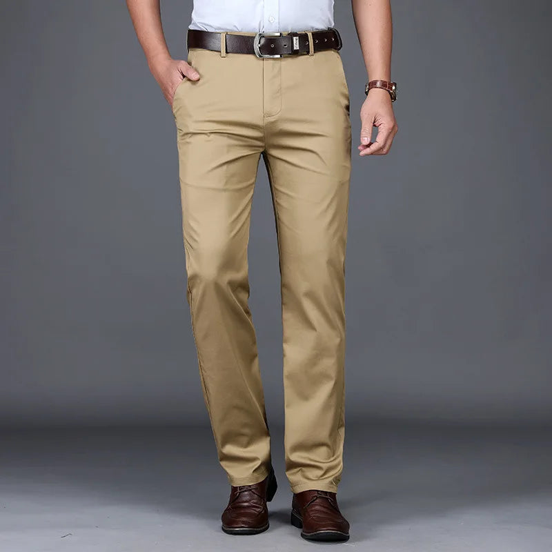 Men Pant Classic Casual Clothing Straight Business Green Black Khaki Trousers Comfortable Male Clothing