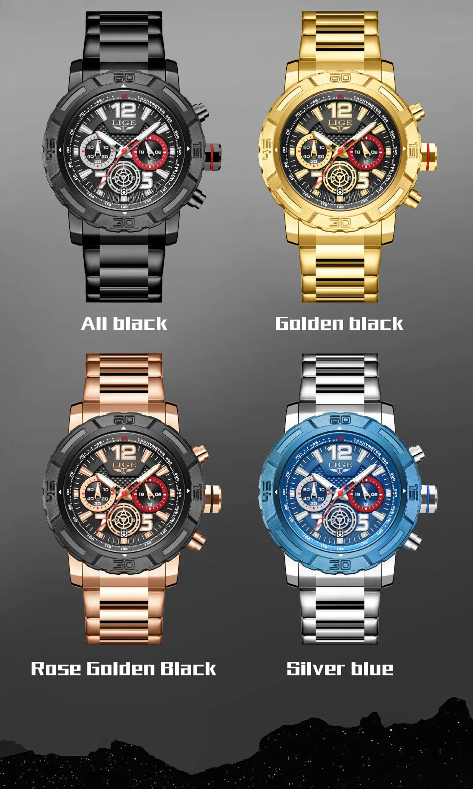 LIGE Casual Business Military Watches For Men Fashion Waterproof Quartz Chronograph Clock Male Sport Full Steel Date Watch Men