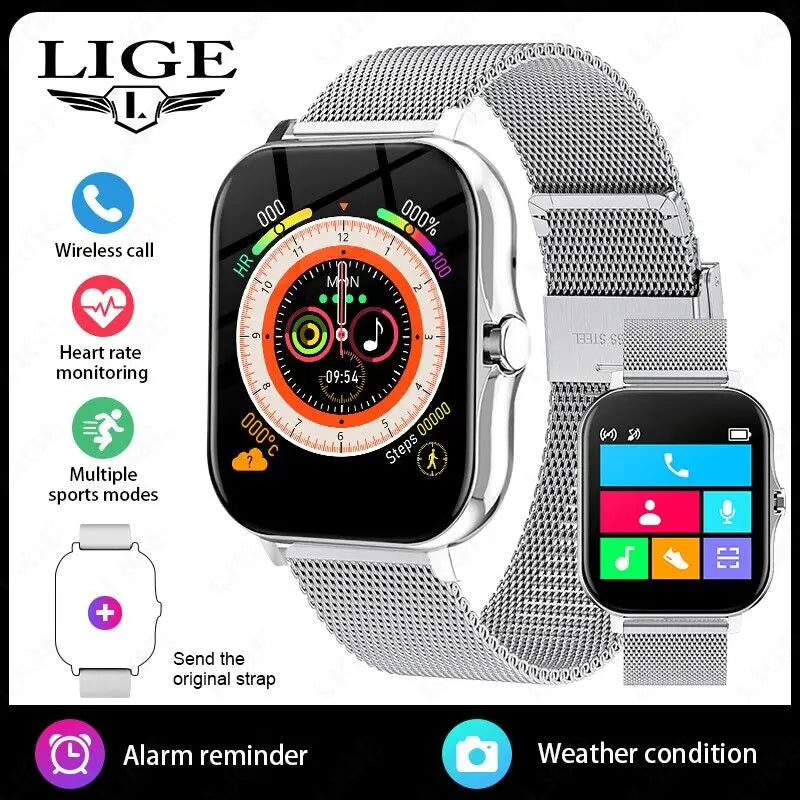 LIGE Smart Watch For Men Women Gift 1.44' Full Touch Screen Sports Fitness Watches Bluetooth Calls Digital Smartwatch Wristwatch