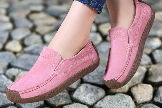 Round Toe Loafers Casual Versatile Color Flats Slip-on Cozy Shoes