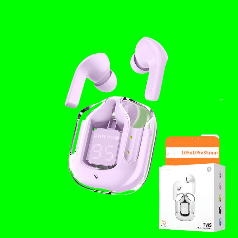 Wireless Bluetooth Headset Digital Display ENC Noise Reduction Transparent Design-Mobile accessories-Yes Yar FZE LLC-Small Square Box Purple-Yes Yar FZE LLC