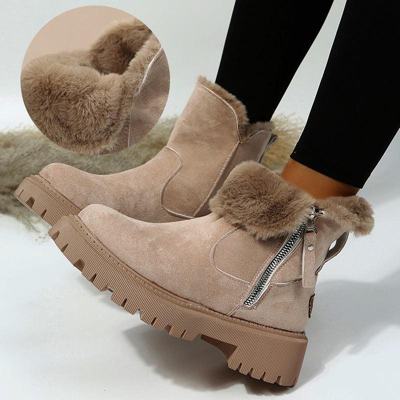 Snow or Winter Boots Thick Plush Women, Faux Suede Non-slip