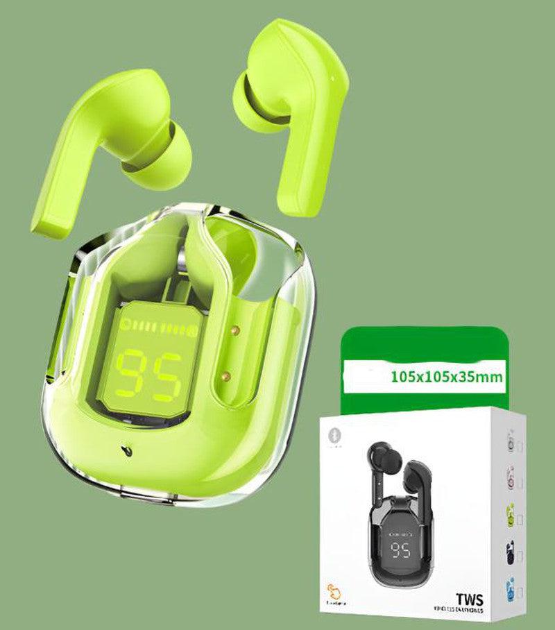 Wireless Bluetooth Headset Digital Display ENC Noise Reduction Transparent Design-Mobile accessories-Yes Yar FZE LLC-Neutral box green-Yes Yar FZE LLC